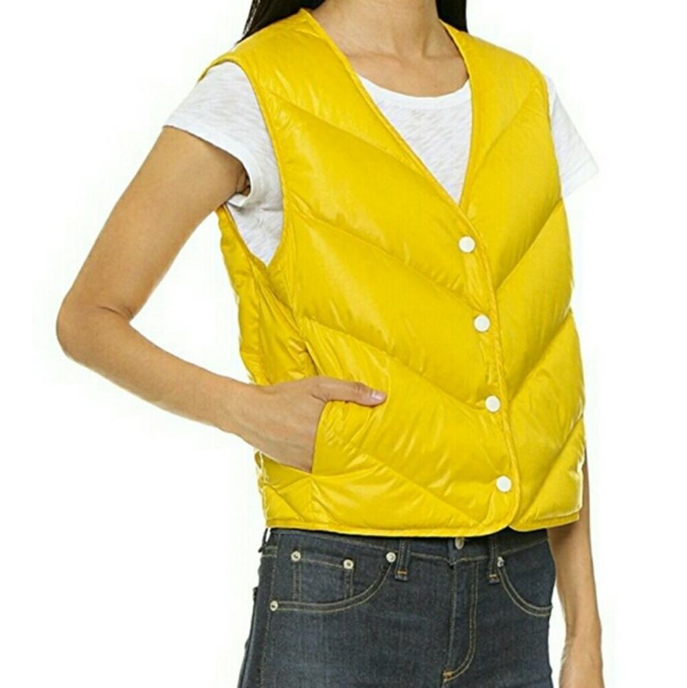 Rag & Bone Bright Solid Yellow Hybrid Quilted Down Filled Layering Puffer Vest